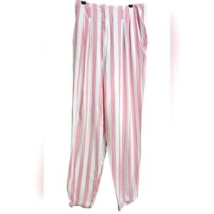 Vintage WORKABLES Rayon Pleated Front Straight Leg Relaxed Pants.Pink/White. S/M